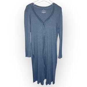 Elegantees Gray Button Front Duster Cardigan Size L